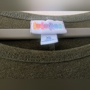 LuLaroe T-shirt Dress In Heathered Sage With High Low Hem